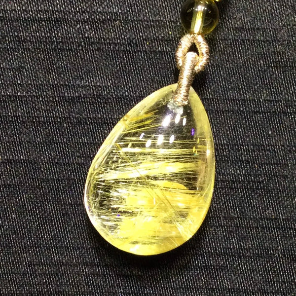 Gold Rutilated Quartz Pendant-ToShay.org