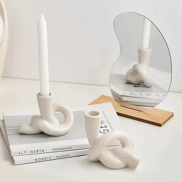 White Knot Candlesticks-ToShay.org