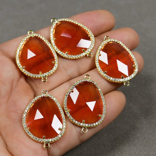 Orange Cats Eye Crystal Charms-ToShay.org