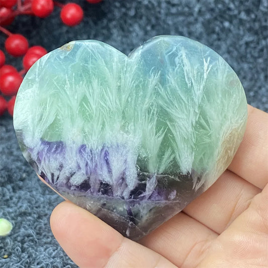 Green Feather Fluorite Heart-ToShay.org