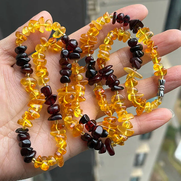 Yellow Amber Bead Necklace-ToShay.org