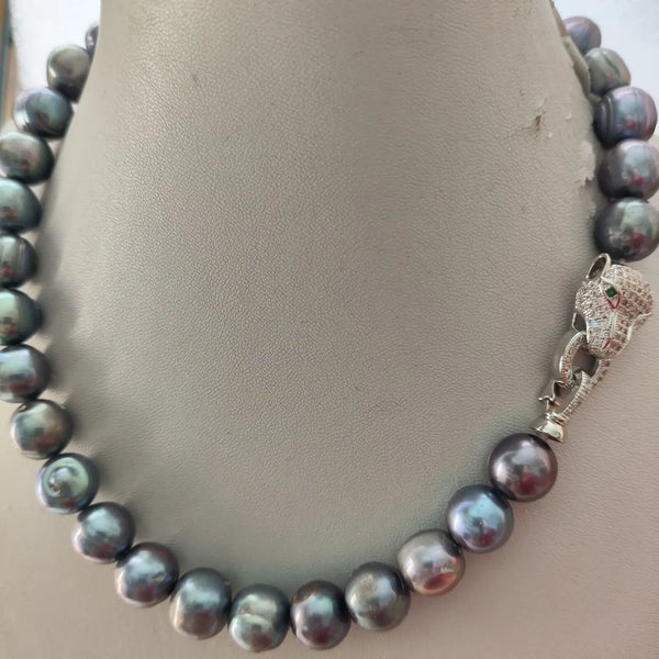 Black Blue Pearl Necklace-ToShay.org