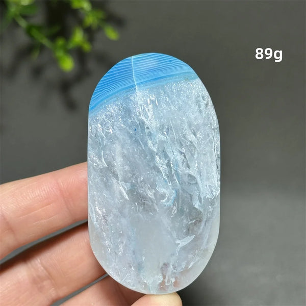 Blue Agate Palm Stone-ToShay.org