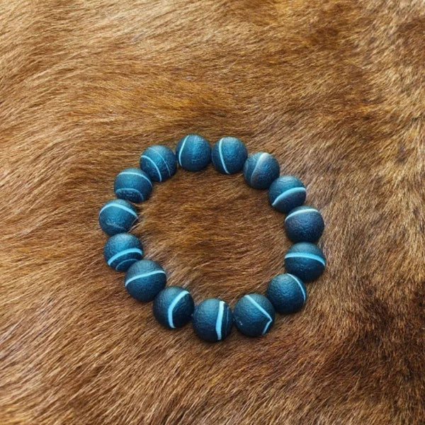 Black Matte Agate Dzi Bracelet-ToShay.org