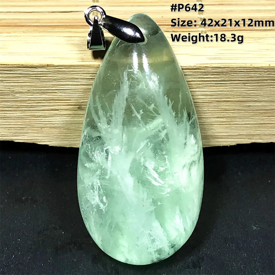 Green Feather Fluorite Pendant-ToShay.org