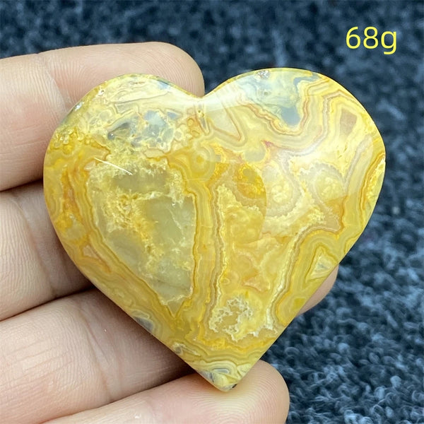 Yellow Crazy Agate Hearts-ToShay.org