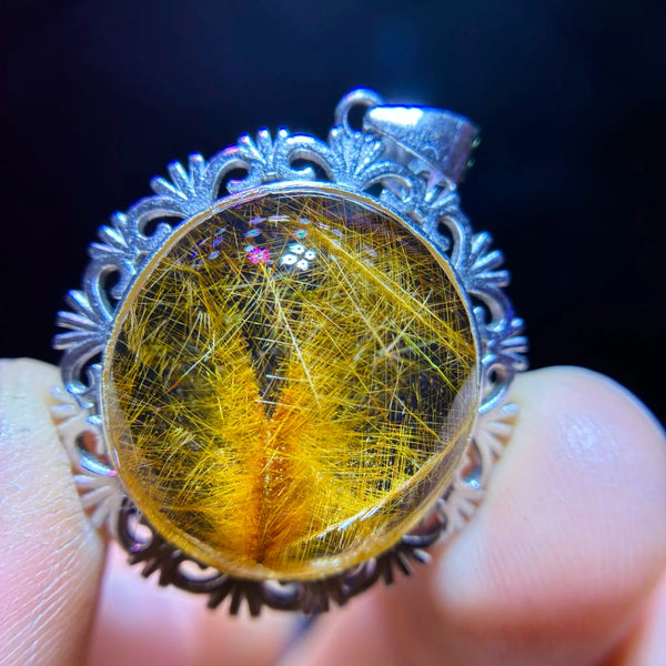 Gold Rutilated Quartz Pendant-ToShay.org