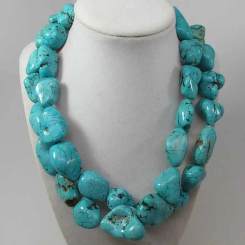 Blue Turquoise Bead Necklace-ToShay.org