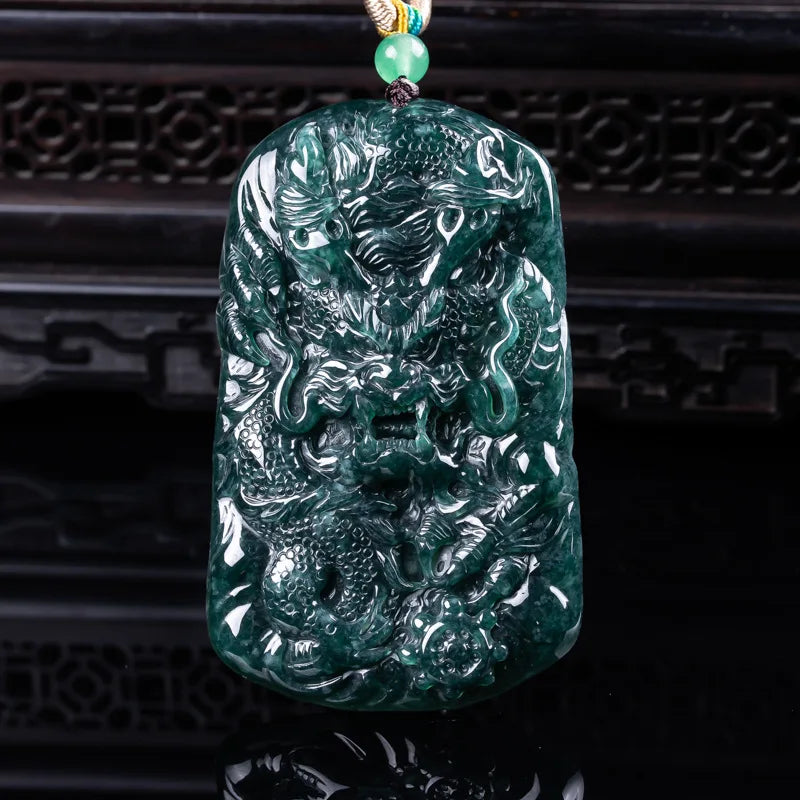 Green Jadeite Dragon Pendant-ToShay.org