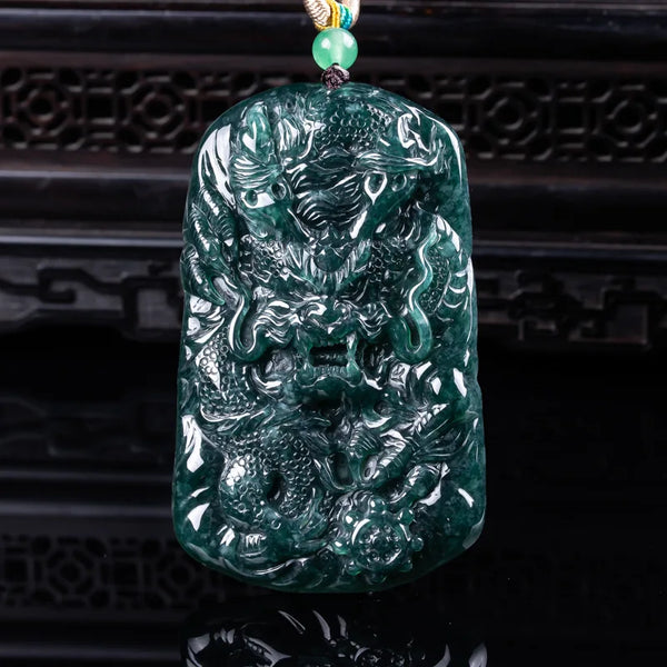 Green Jadeite Dragon Pendant-ToShay.org