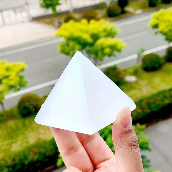 White Selenite Pyramid-ToShay.org