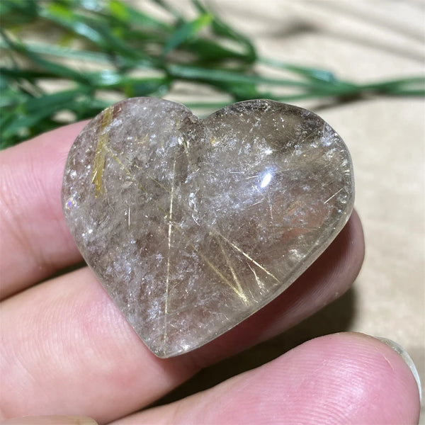 Gold Hair Rutile Quartz Heart-ToShay.org