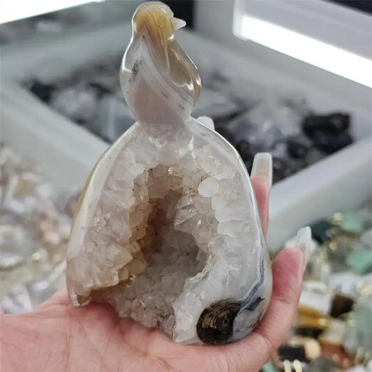 Yellow Agate Geode Bird-ToShay.org