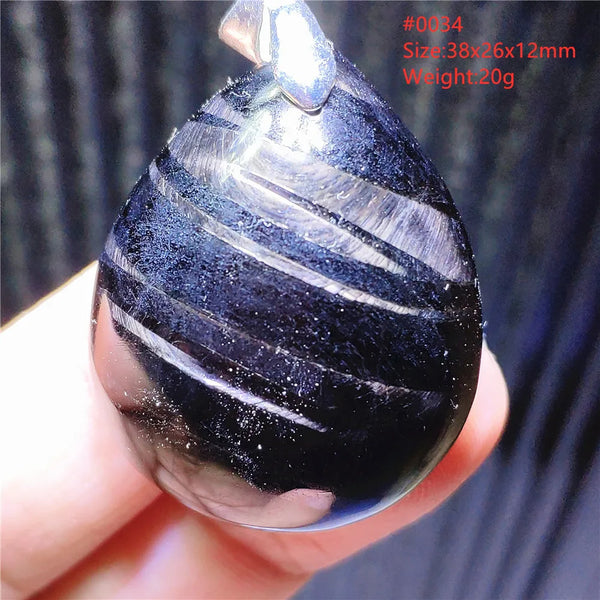 Silver Black Hypersthene Pendant-ToShay.org