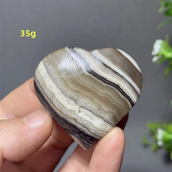 Black Yellow Stripe Calcite Heart-ToShay.org