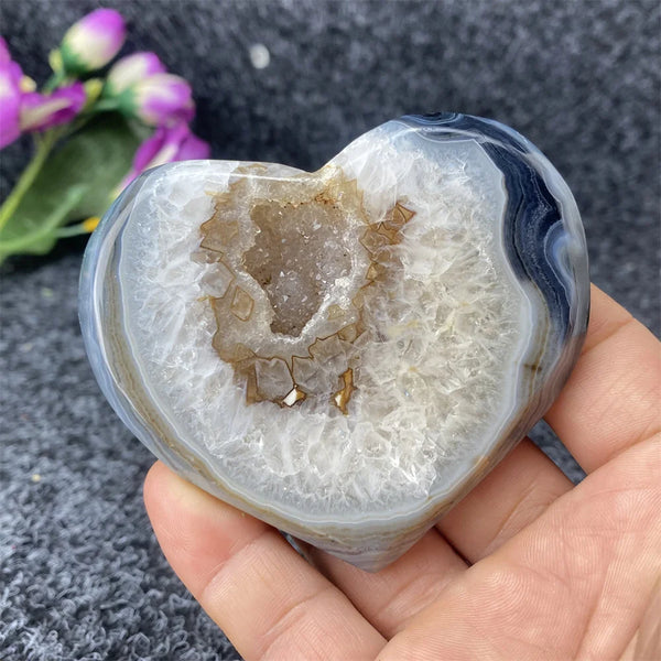 Grey Agate Geode Heart-ToShay.org