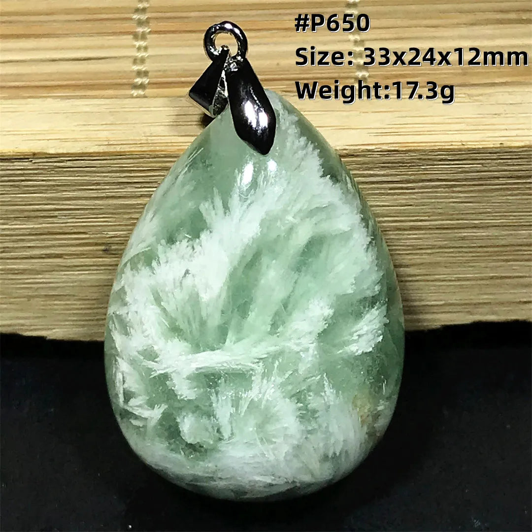 Green Feather Fluorite Pendant-ToShay.org