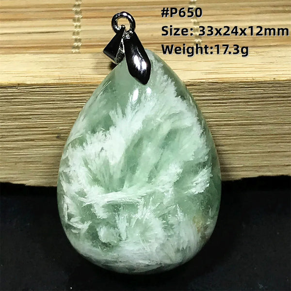 Green Feather Fluorite Pendant-ToShay.org