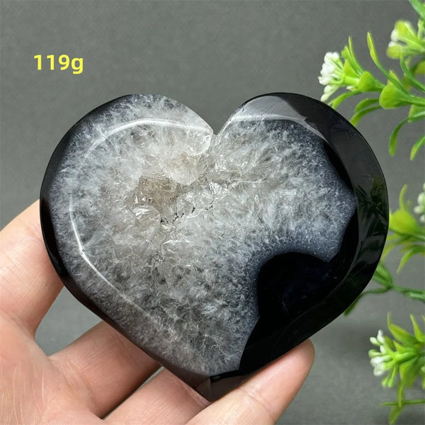 Black Agate Geode Heart-ToShay.org