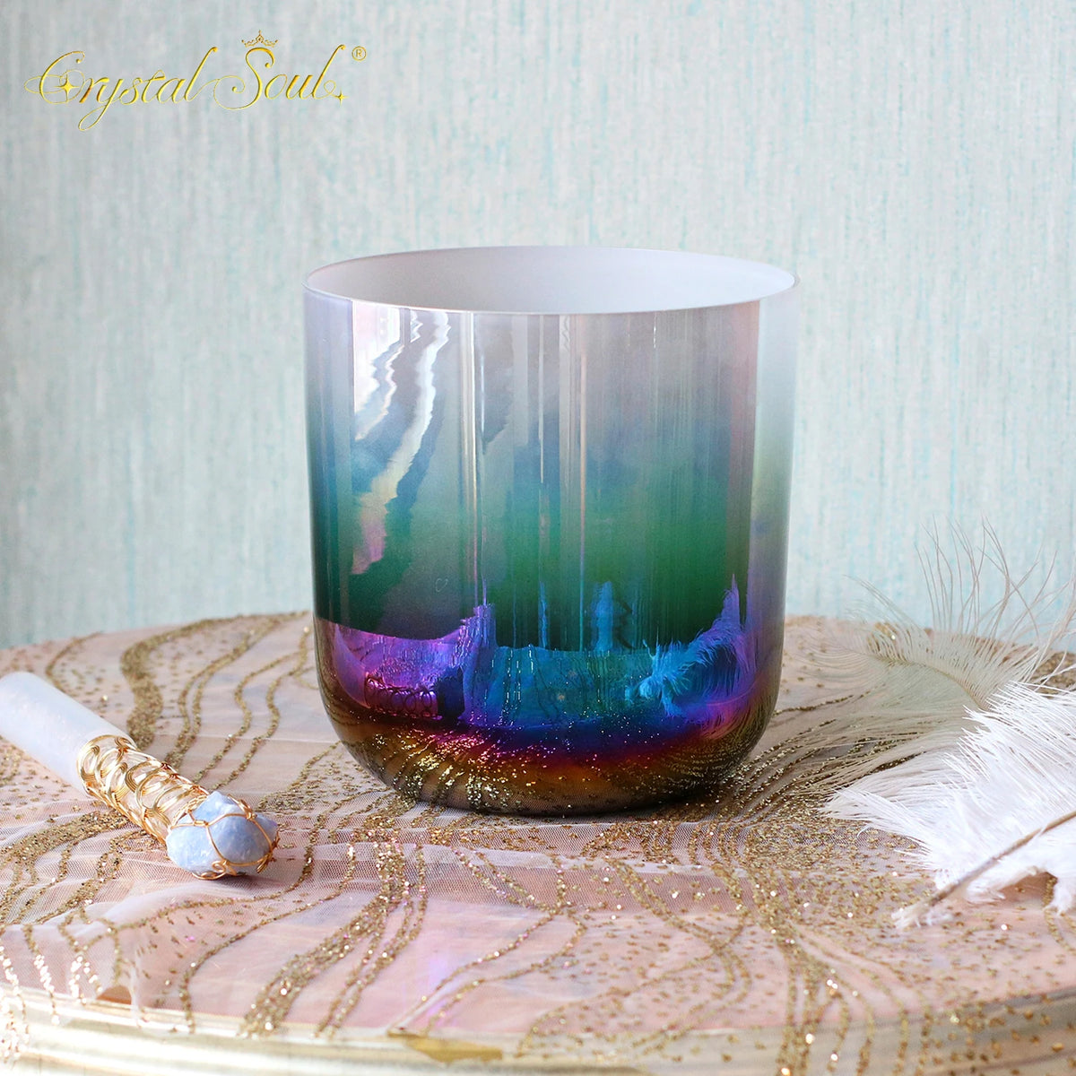 Blue Green Crystal Singing Bowl-ToShay.org