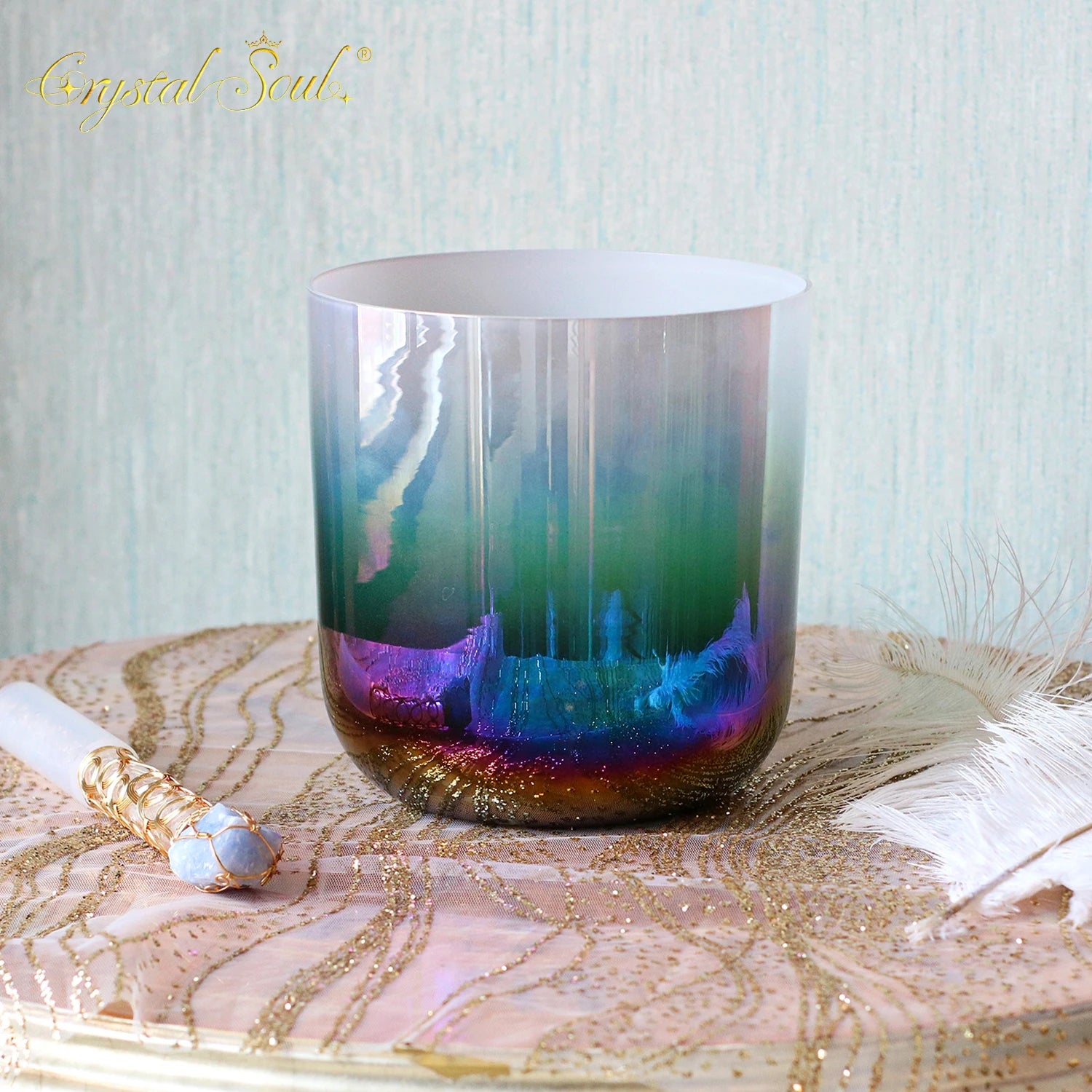 Blue Green Crystal Singing Bowl-ToShay.org