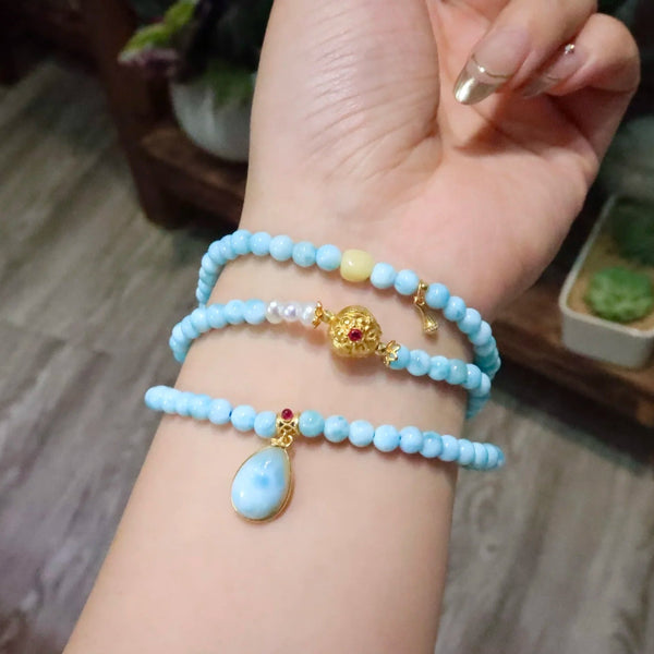 Blue Larimar Charm Bracelet-ToShay.org