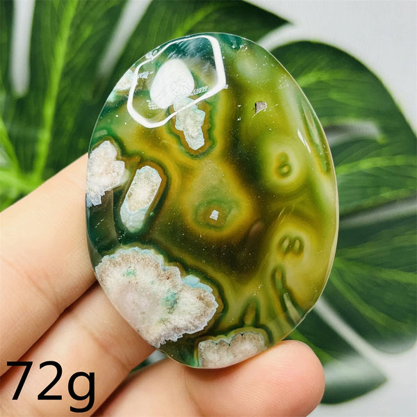 Green Flower Agate Palm Stone-ToShay.org