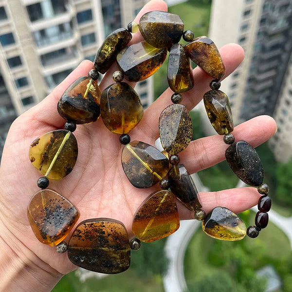Yellow Amber Bead Necklace-ToShay.org