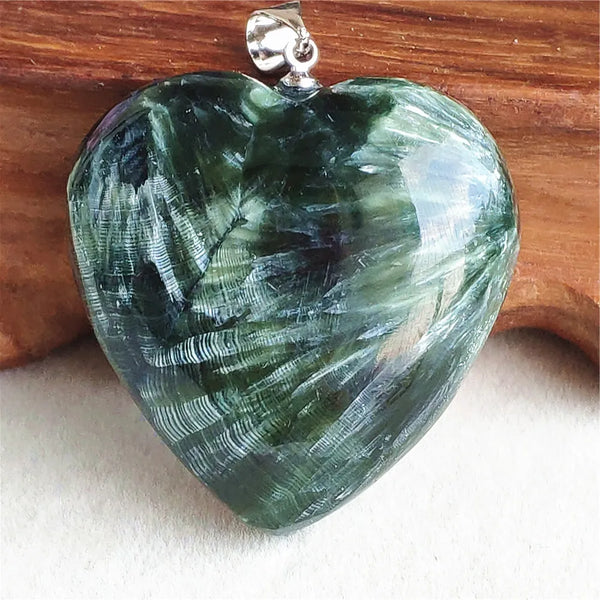 Green Seraphinite Heart Pendant-ToShay.org