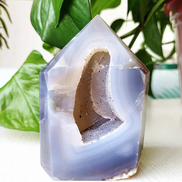 Blue Agate Geode Point-ToShay.org