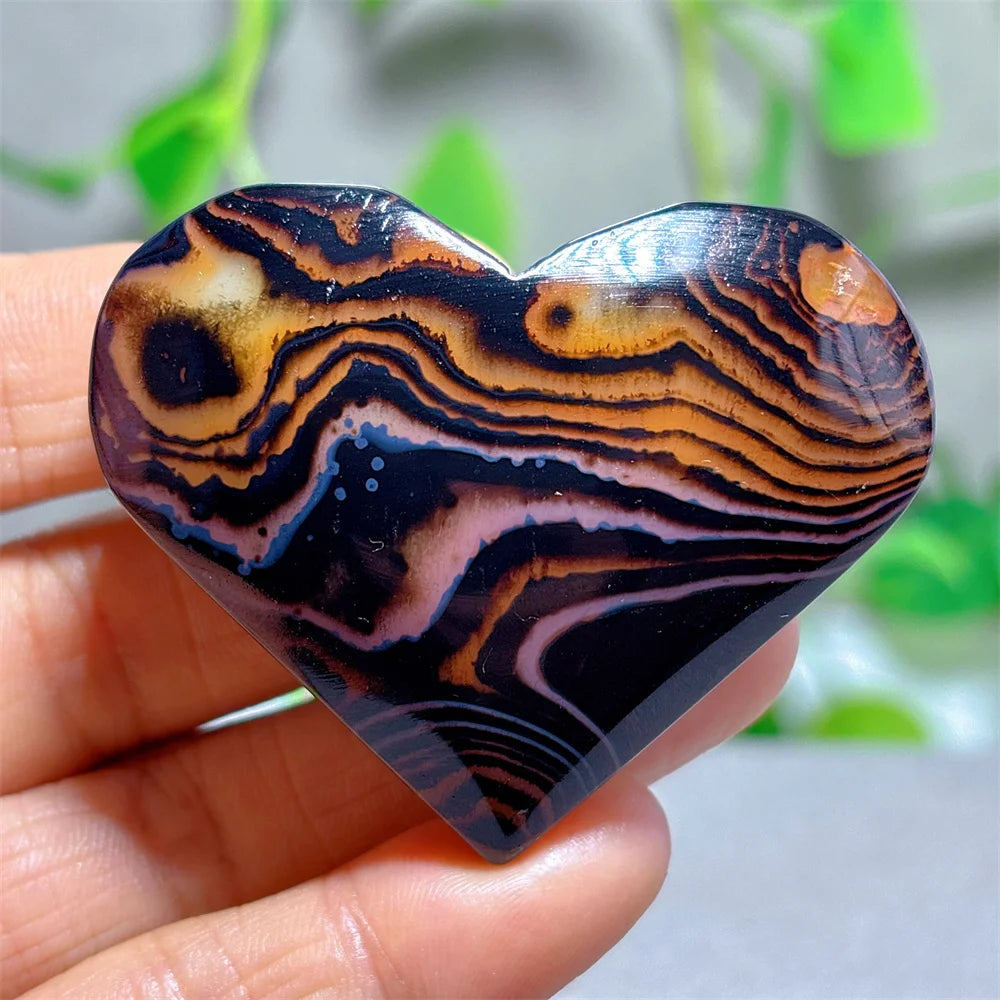 Red Black Silk Agate Heart-ToShay.org