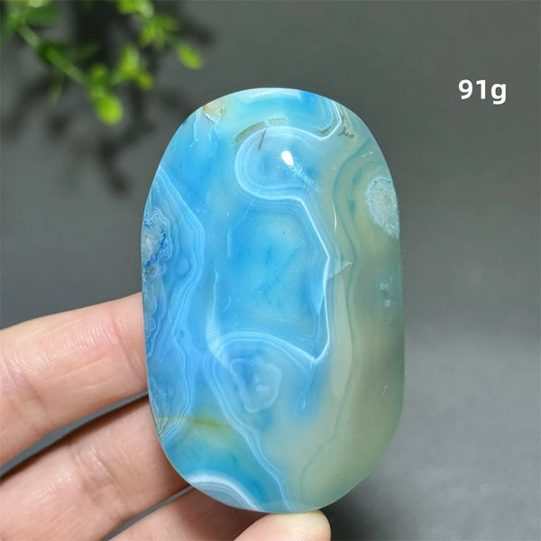 Blue Agate Palm Stone-ToShay.org