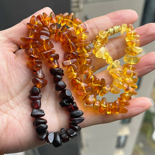 Yellow Amber Bead Necklace-ToShay.org