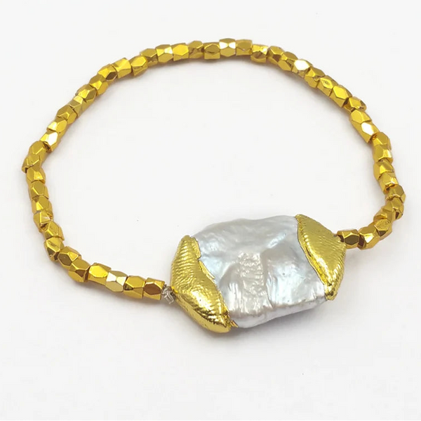 White Pearl Chain Bracelet-ToShay.org