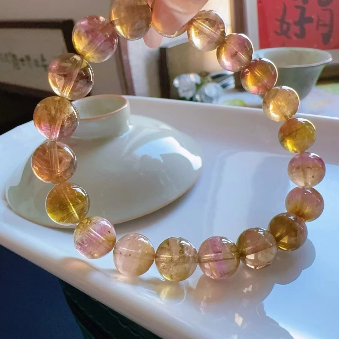 Yellow Red Tourmaline Bracelet-ToShay.org