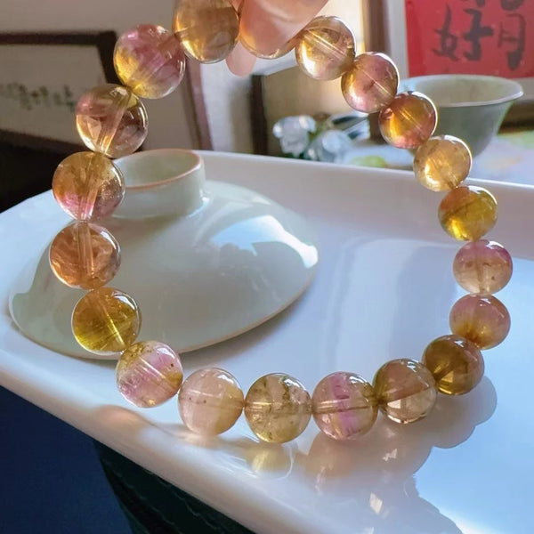 Yellow Red Tourmaline Bracelet-ToShay.org