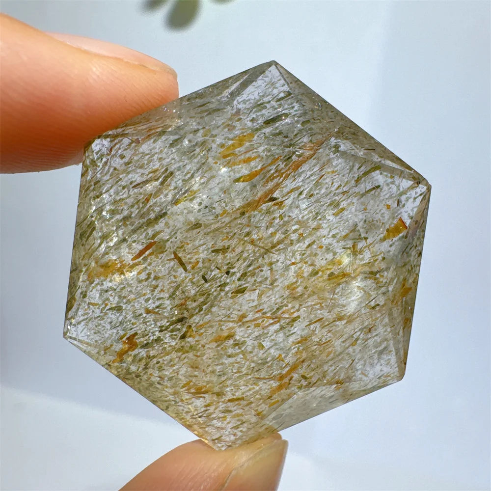 Green Tourmaline Rutile Hexagon-ToShay.org
