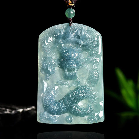 Blue Jadeite Dragon Pendant-ToShay.org