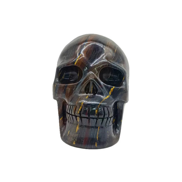 Yellow Iron Tiger Eye Stone Skull-ToShay.org