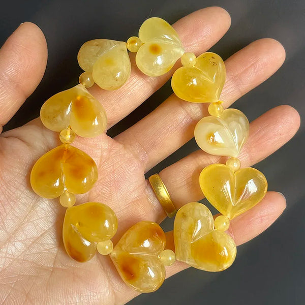 Yellow Amber Heart Bracelets-ToShay.org