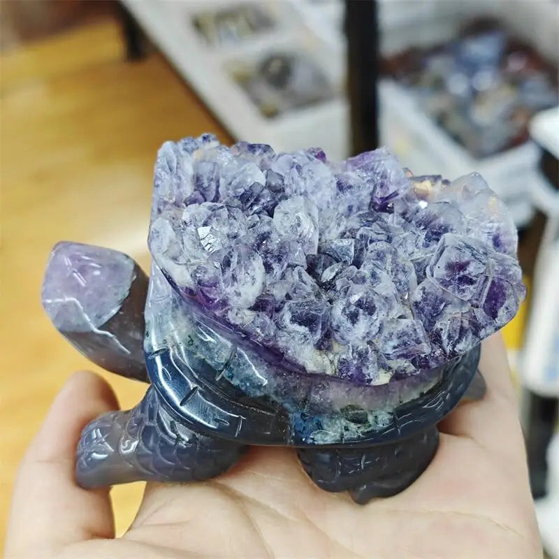 Purple Amethyst Cluster Turtle-ToShay.org