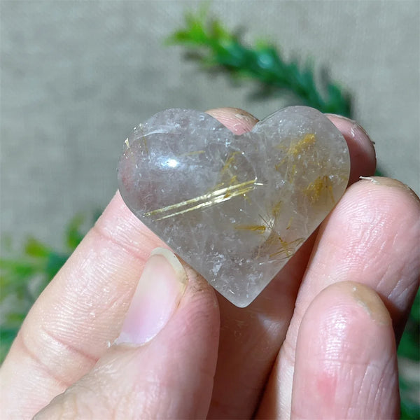 Gold Hair Rutile Quartz Heart-ToShay.org
