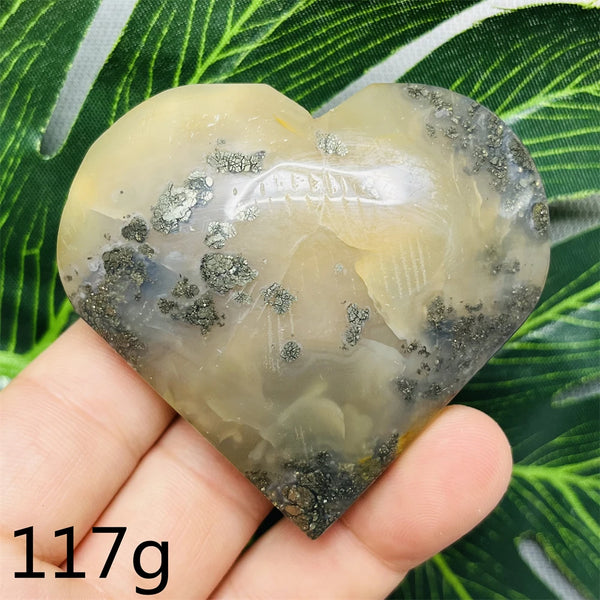 Yellow Chalcopyrite Agate Heart-ToShay.org