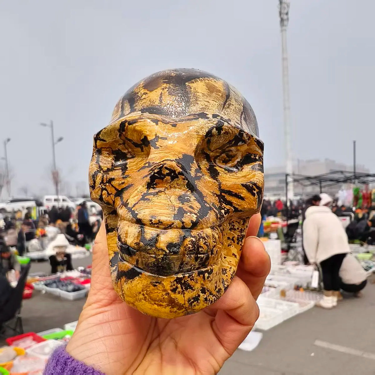 Yellow Painting Stone Skull-ToShay.org