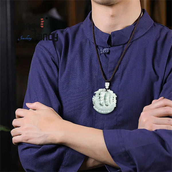 Blue Jadeite Sailboat Pendant-ToShay.org