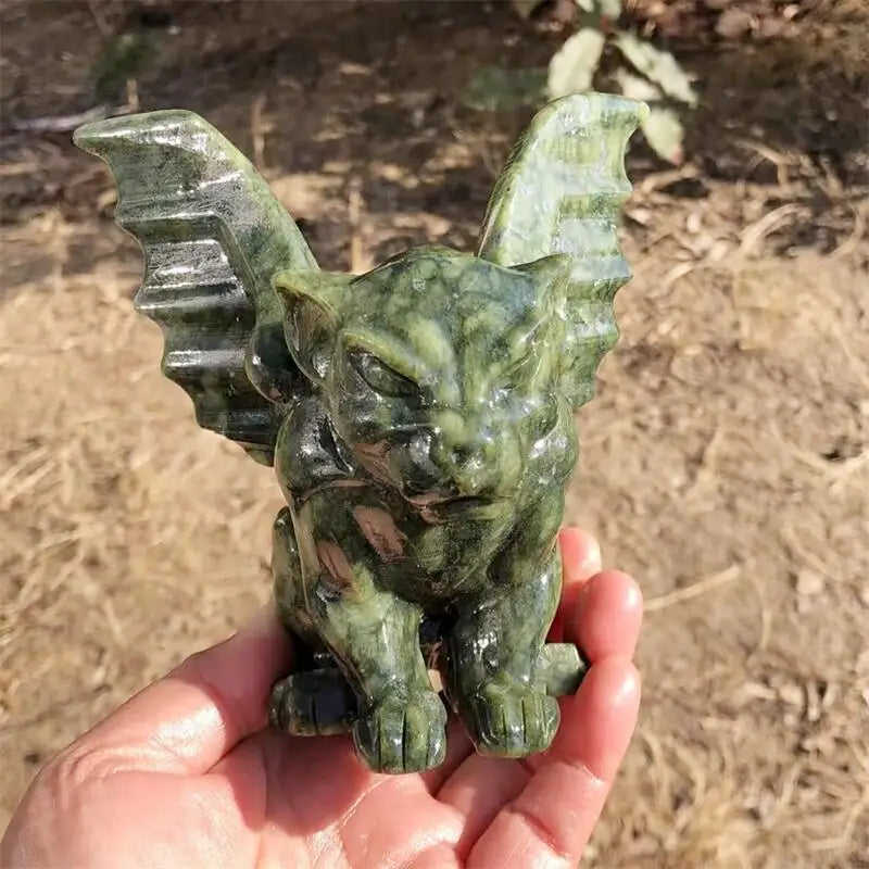 Natural Ophiolite Gargoyle Carving Healing Crystals Feng Shui Aesthetic Room Decor Reiki Holiday Gift 1pcs-ToShay.org