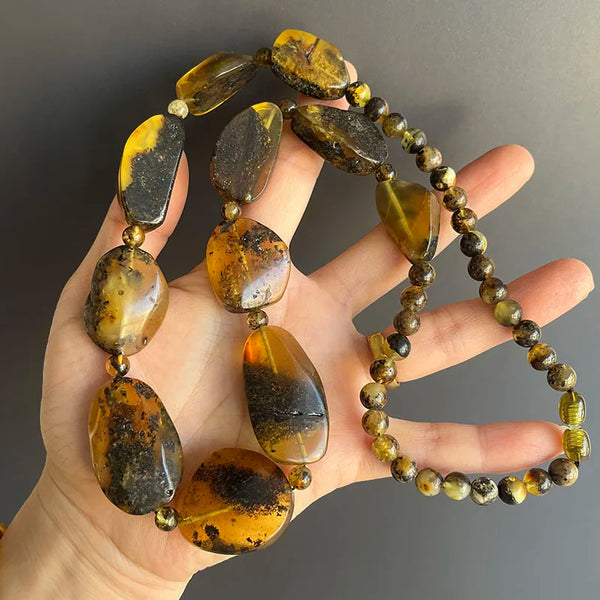 Yellow Amber Bead Necklace-ToShay.org