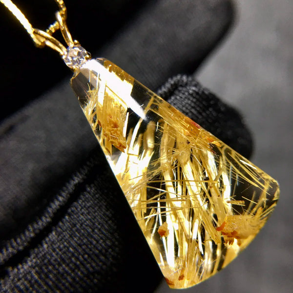 Gold Rutilated Quartz Pendant-ToShay.org