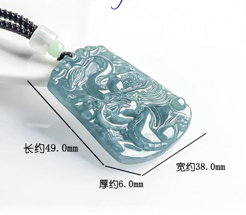 Blue Jadeite Dragon Pendant-ToShay.org