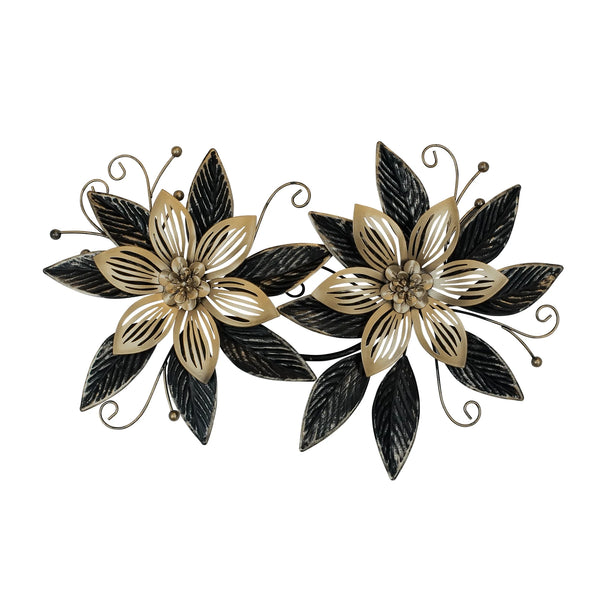 Black Gold Iron Flowers Wall Art-ToShay.org